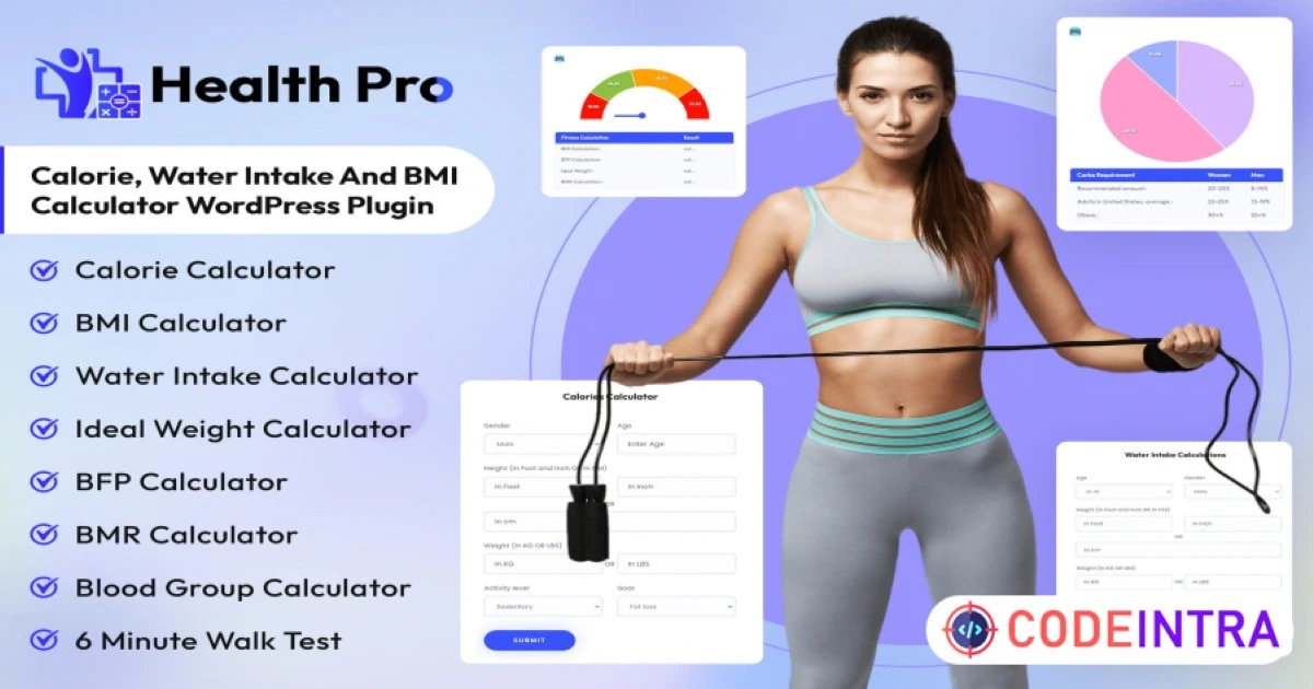 HealthPro Calorie, BMI Calculator WordPress Plugin - Codeintra