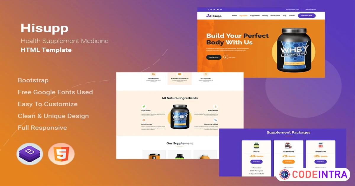 Hisupp - Health Supplement Medicine Html Template - Codeintra