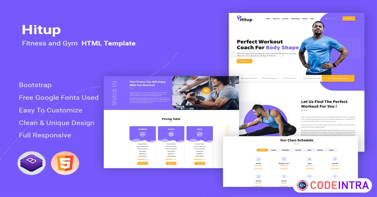 Product featured image Hitup - Fitness and Gym HTML Template - Codeintra