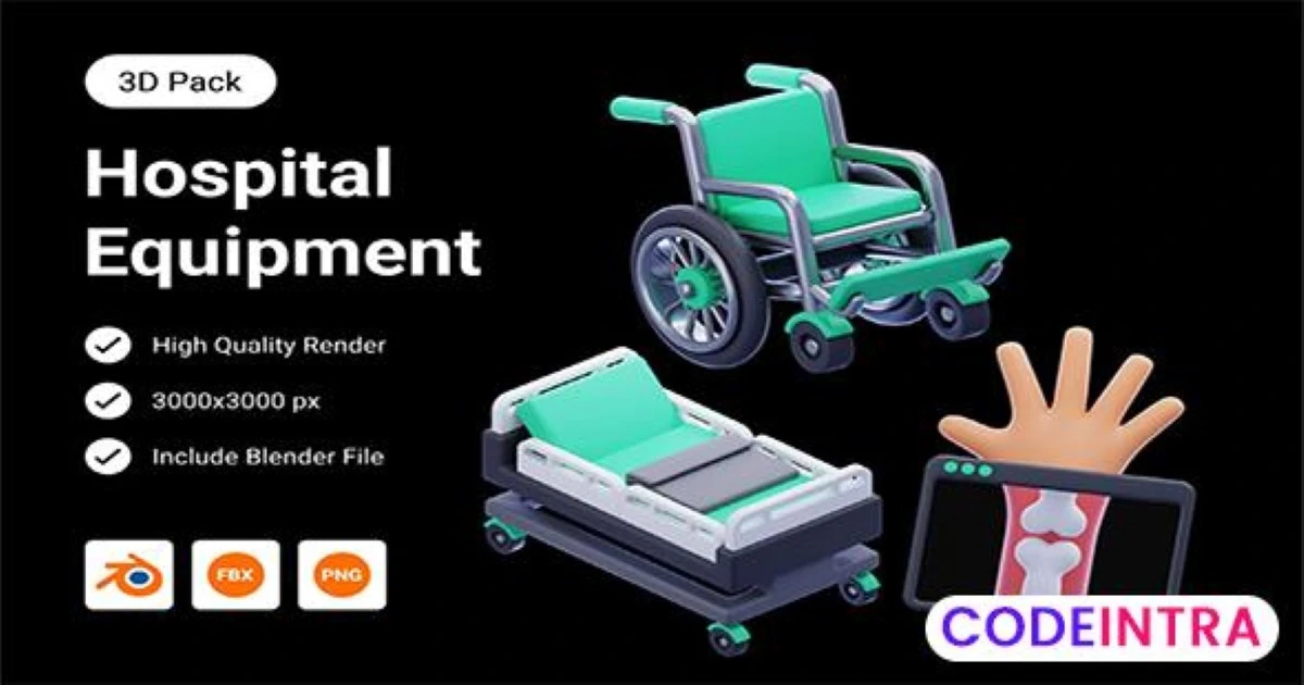 Product featured image Hospital Equipment 3D Illustration HD Icons - Codeintra