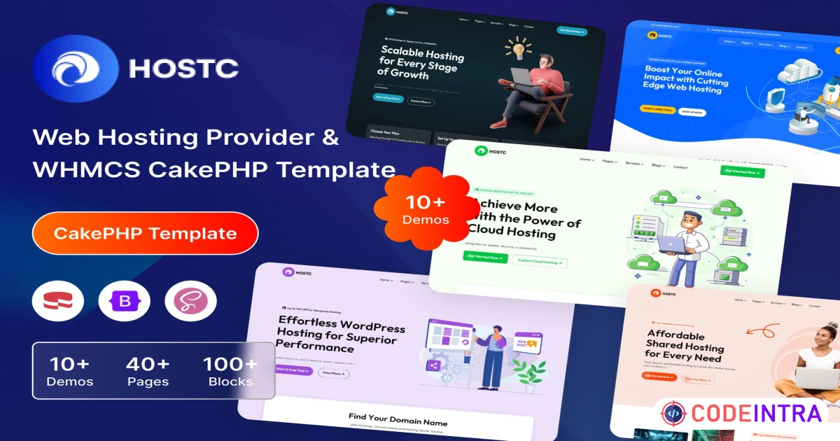 Hostc Web Hosting Provider WHMCS CakePHP Template - Codeintra
