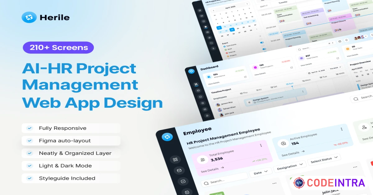 HR Project Management Web App Design - Figma Resources - Codeintra