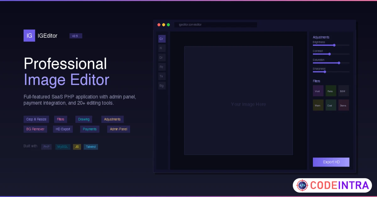 Product featured image IGEditor - Online Image Editor with Admin Panel
 - Codeintra