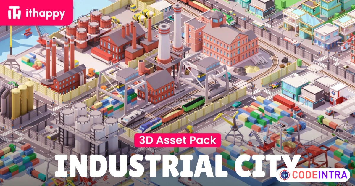 Product featured image Industrial City - Low Poly 3D Models Pack | 3D Industrial | Unity Assets - Codeintra