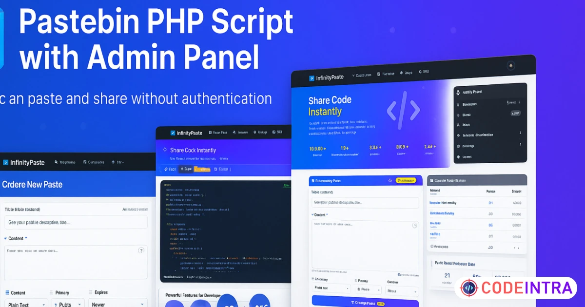 Product featured image PHP Pastebin script  with Admin panel - Codeintra