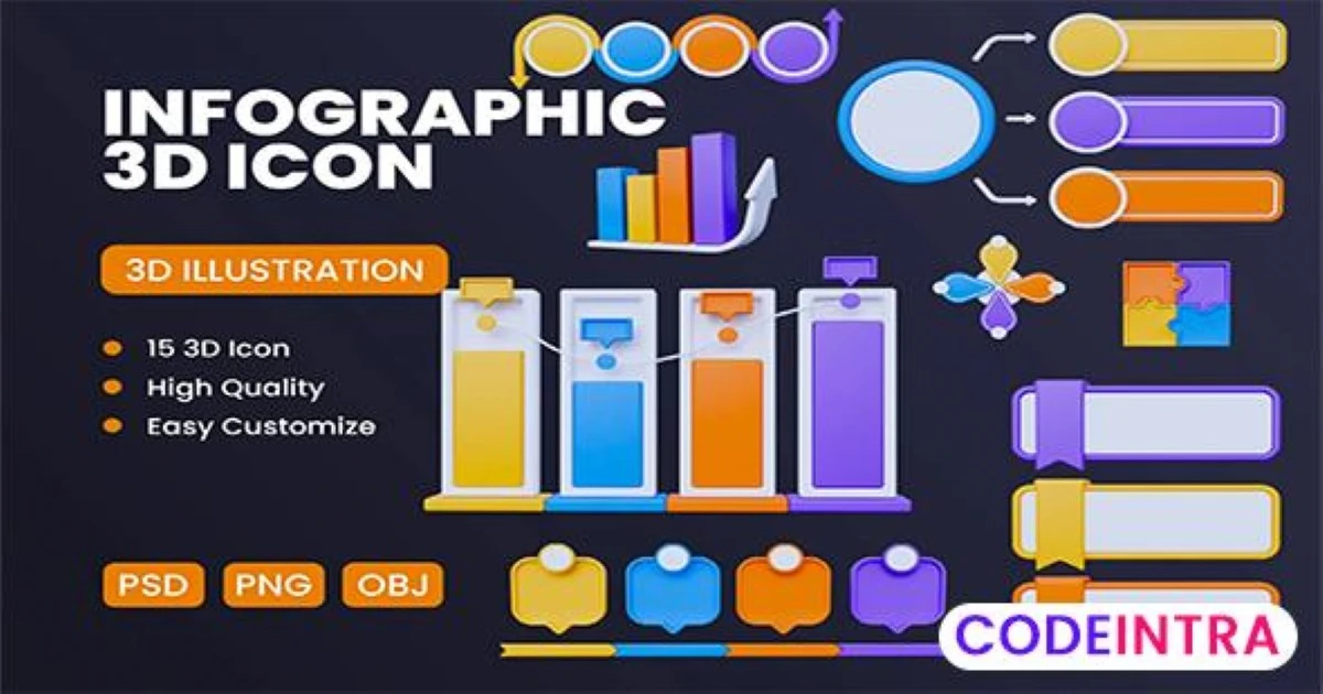 Infographic Percentage 3D Icon PSD & PNG Download - Codeintra