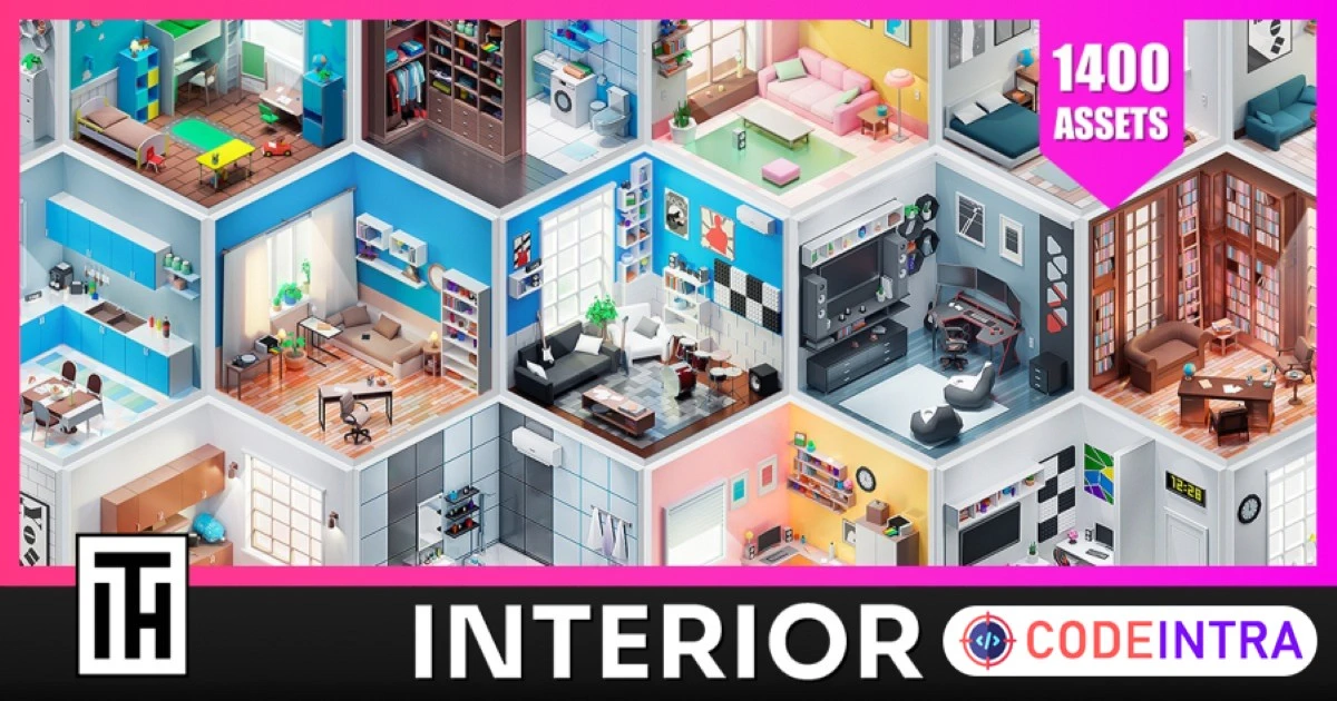 Interior - Low Poly 3D Models Pack | 3D Interior | Unity Assets - Codeintra