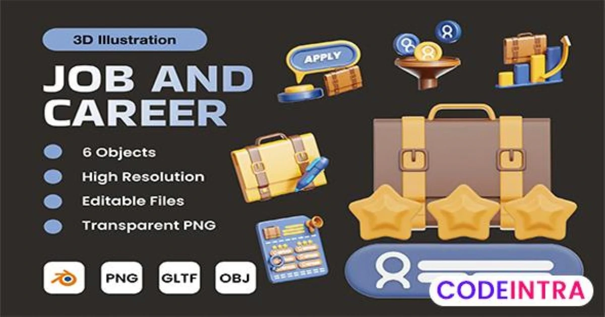 Product featured image Job And Career 3D Illustration PNG Free Download - Codeintra