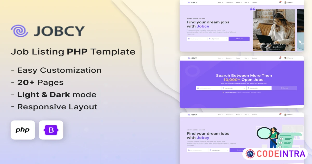 Product featured image Jobcy - Job Board & Listing PHP Template - Codeintra