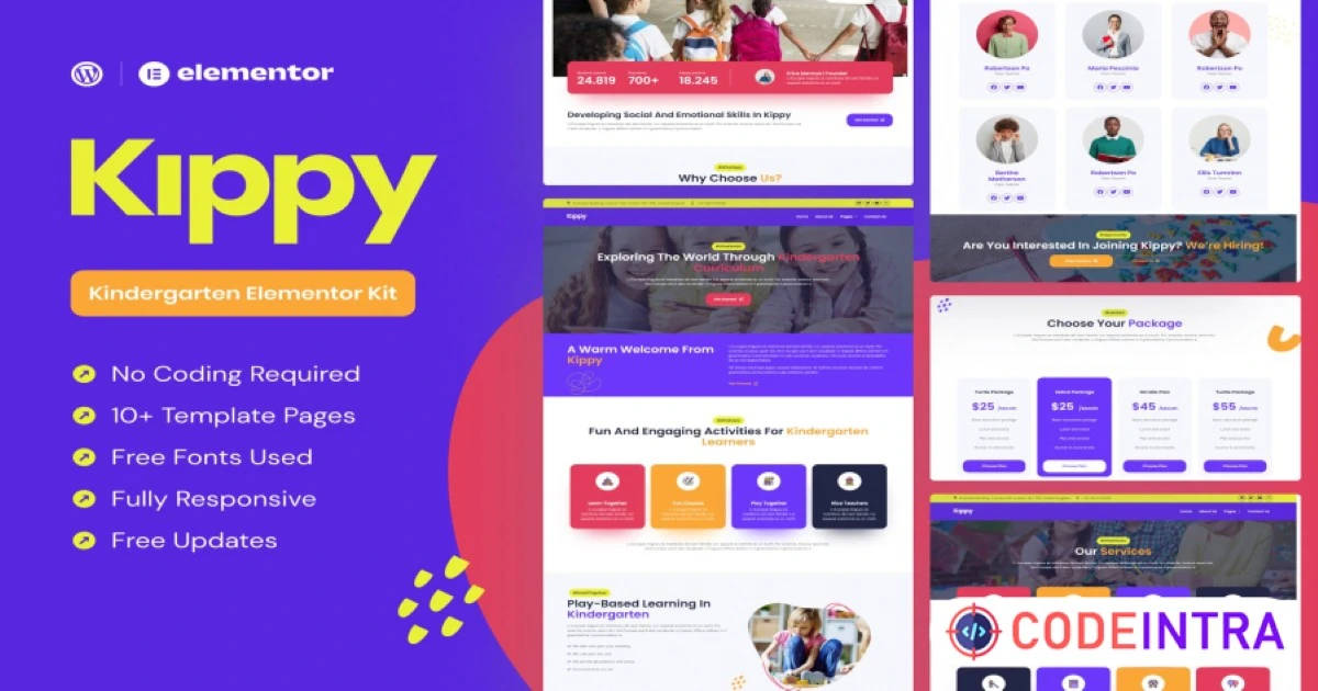 Kippy - Kindergarten Elementor Pro Template Kit - Codeintra