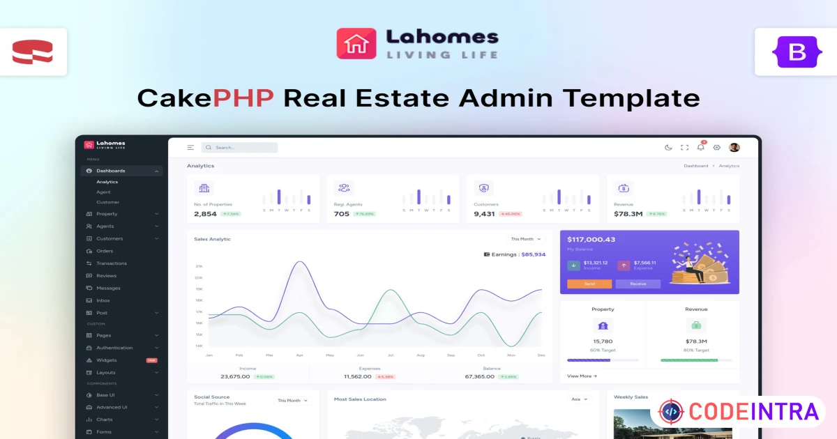 Lahomes - CakePHP Real Estate Admin Template - Codeintra