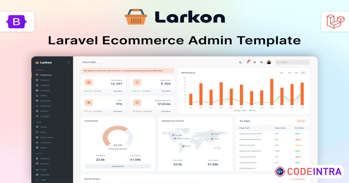 Larkon - Laravel Ecommerce Management Admin - Codeintra