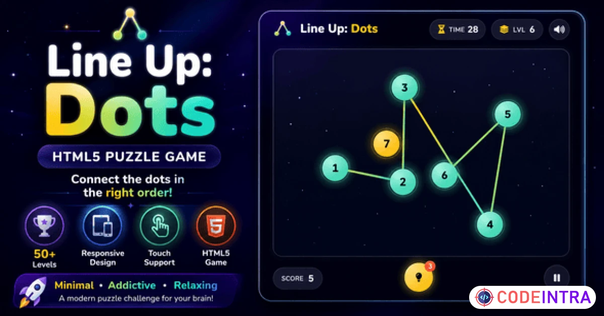 Product featured image Line Up: Dots | HTML5 Space Puzzle Game - Codeintra