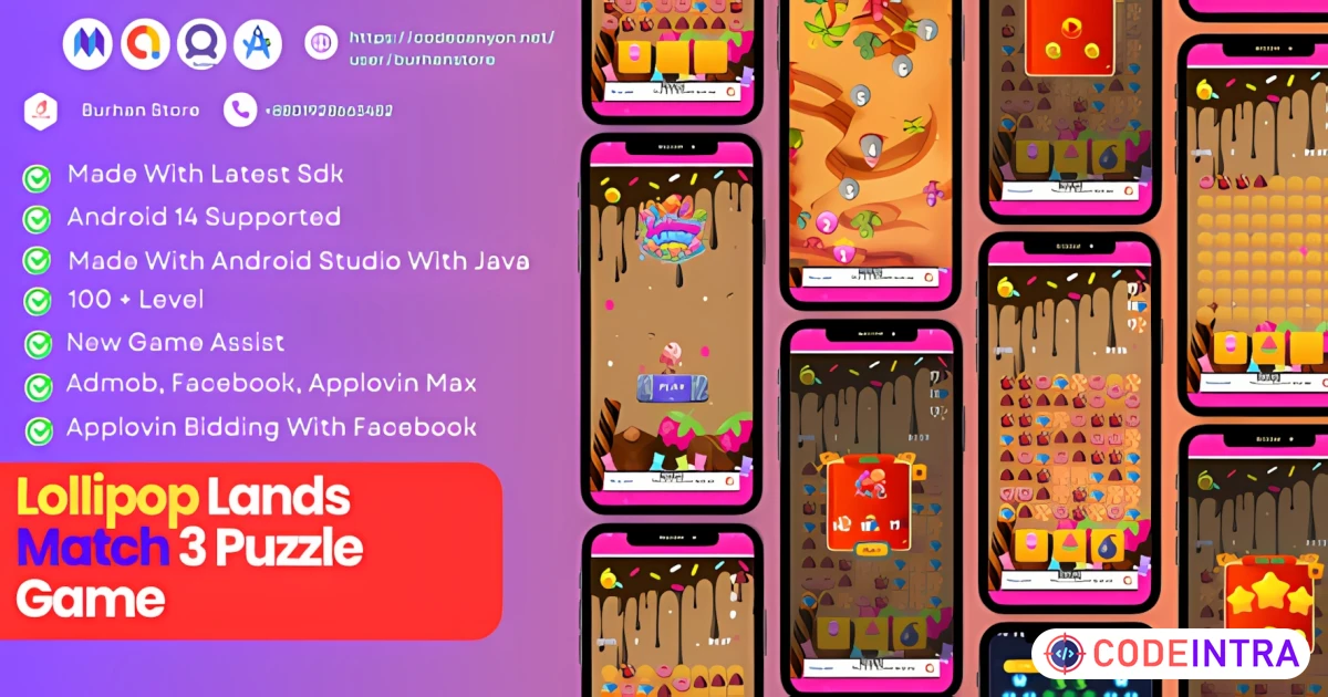Lollipop Lands - Match 3 Puzzle Game - Codeintra