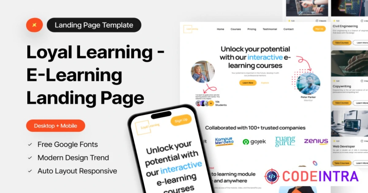 Loyalty Learning - eLearning Dashboard Page for Figma - Codeintra