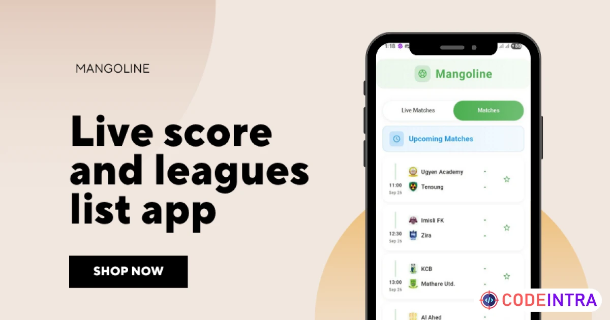 Product featured image Mangoline – Live Football Scores, Upcoming Matches & League Standings - Codeintra