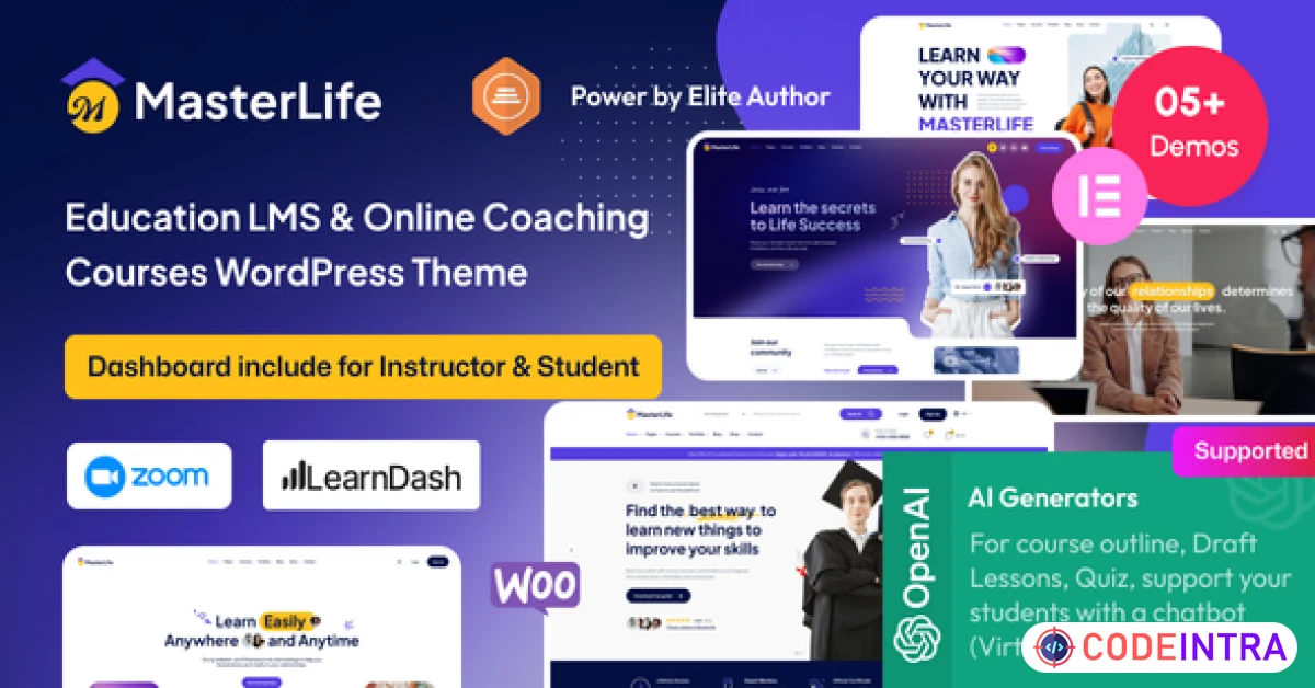 Product featured image MasterLife - Education LMS & Online Coaching Courses WordPress Theme - Codeintra