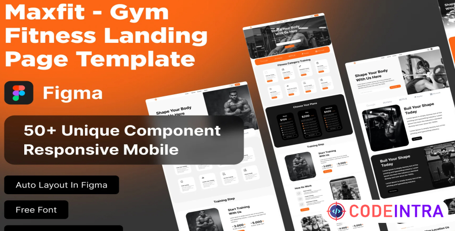 Maxfit - Gym Fitness Landing Page Template Ui Kit - Codeintra