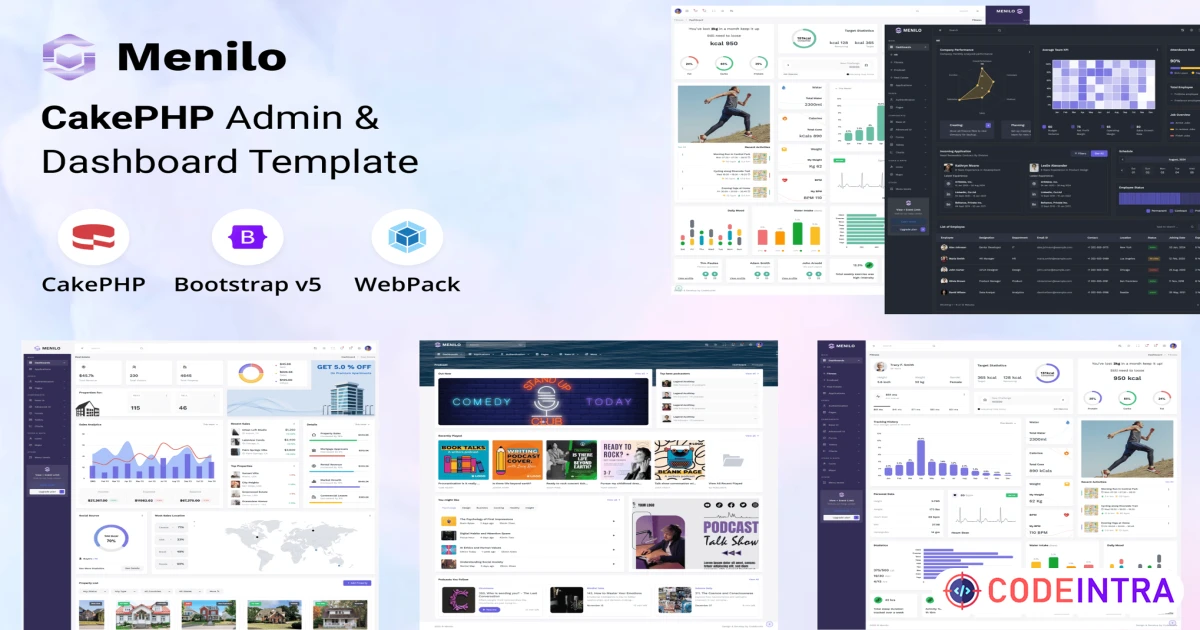 Product featured image Menilo - CakePHP Admin & Dashboard Template - Codeintra