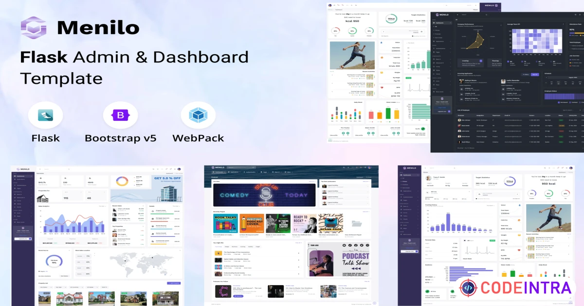 Product featured image Menilo - Flask Admin & Dashboard Template - Codeintra