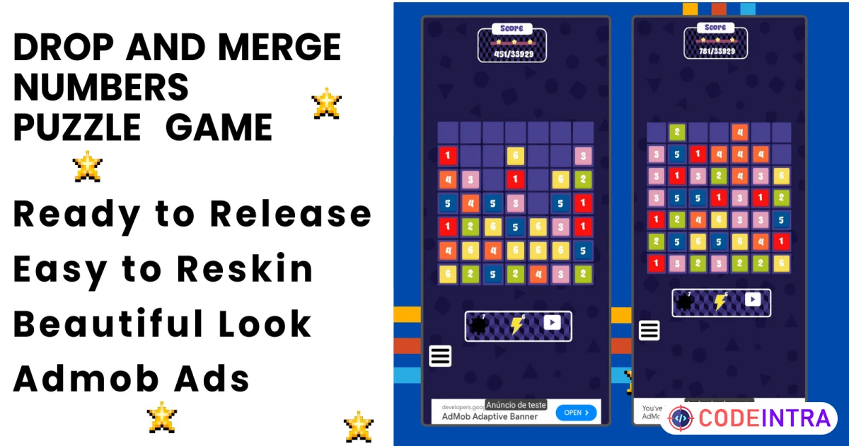 Merge and Drop Numbers Puzzle - Godot - Codeintra