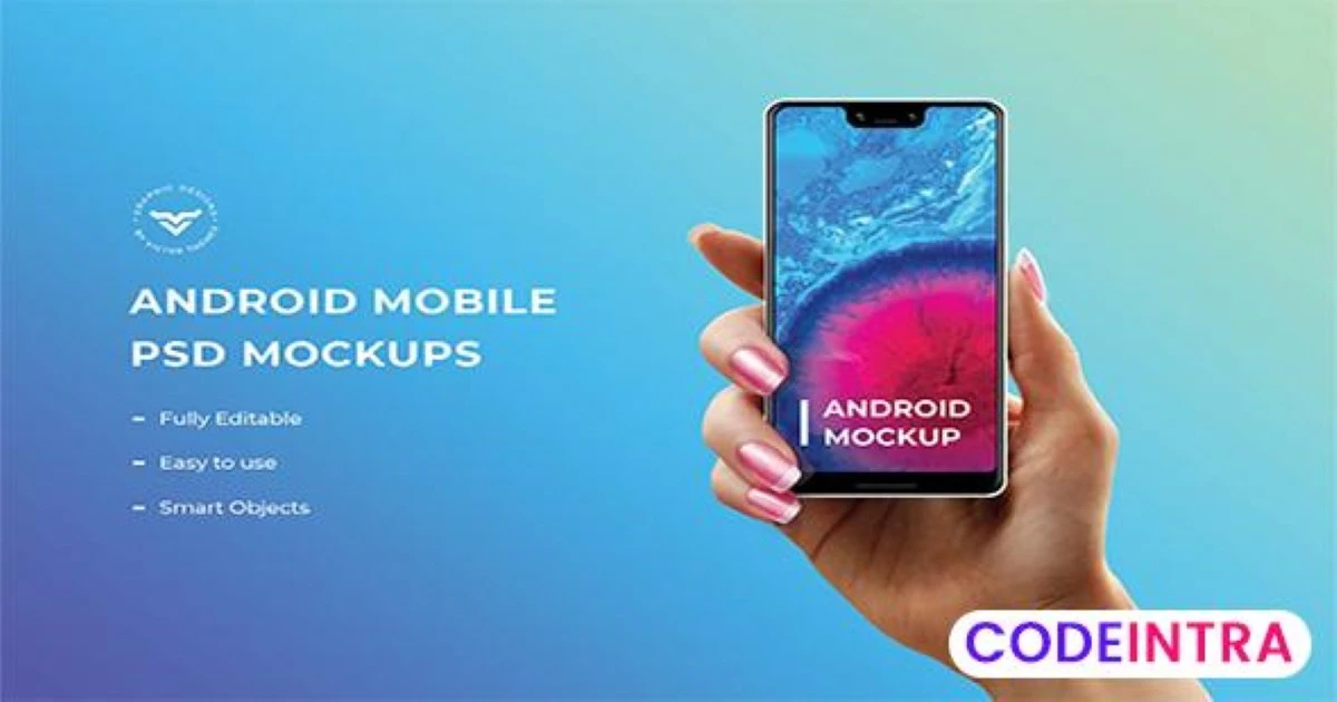Mobile with Hand Mockups PSD free download - Codeintra