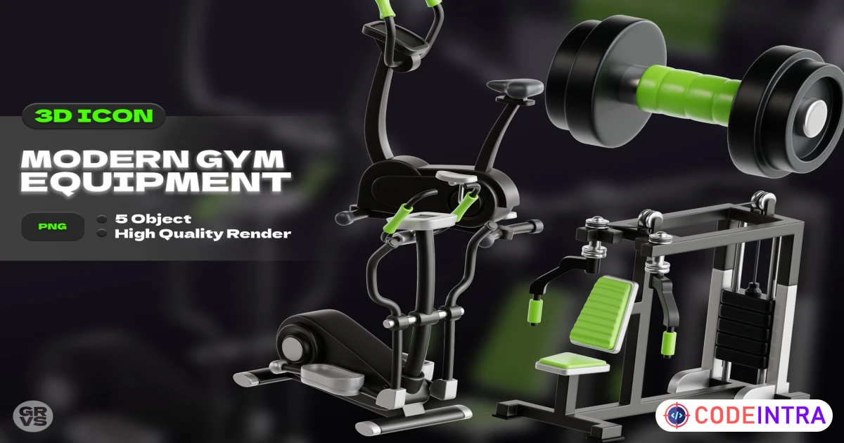 Modern Gym Equipment Set 3D - Codeintra