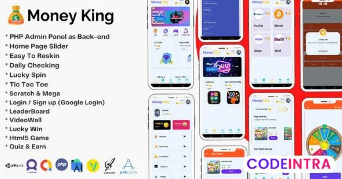 Money King - Android Rewards Earning App With Admi - Codeintra