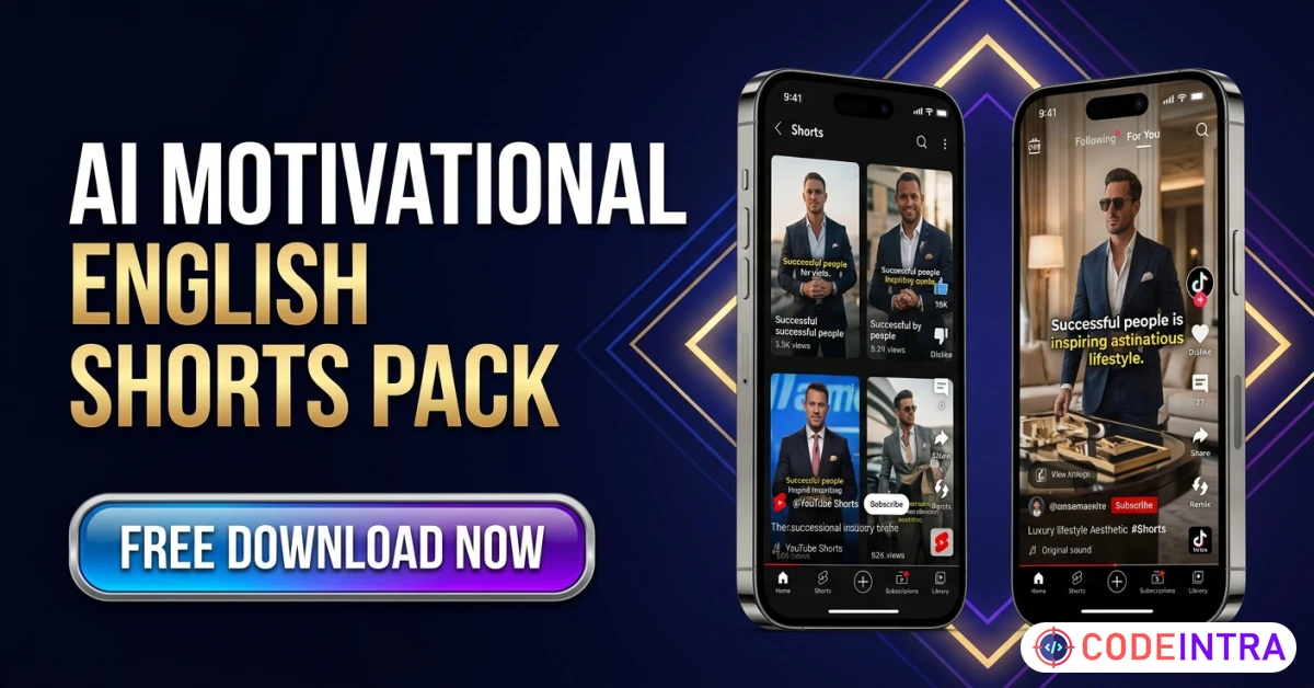 Product featured image 300+ Motivational English Shorts Video Pack - Codeintra