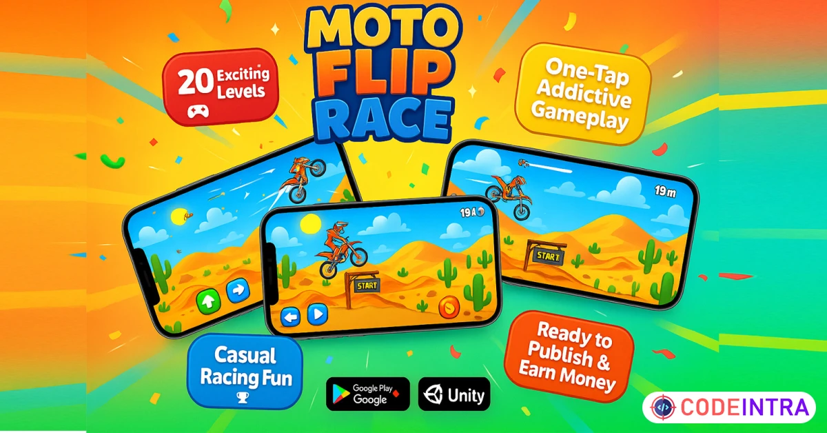 Product featured image Motorcyle Flip Race Casual Mobile Unity Game - Codeintra