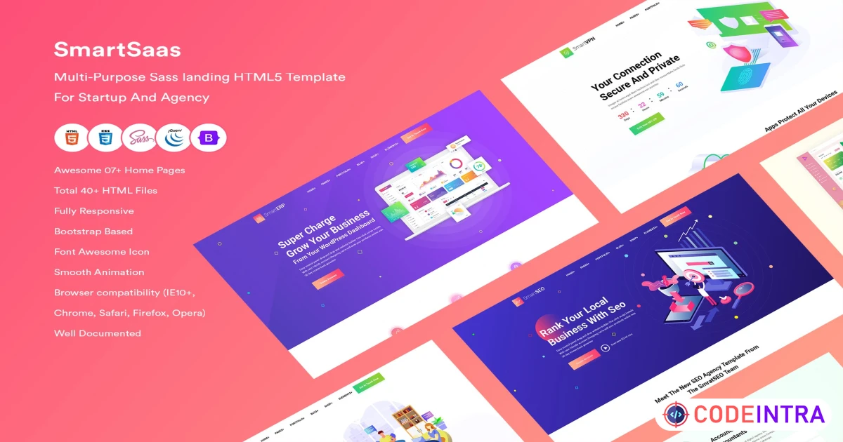Multi-Purpose Sass landing HTML5 Template - Codeintra