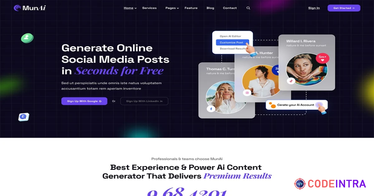 MunAi | AI Writer & Copywriting HTML Template - Codeintra