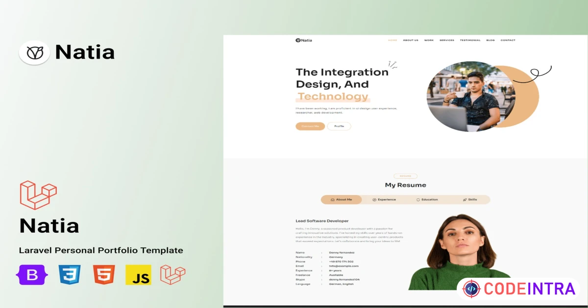 Natia - Personal Portfolio Laravel Template - Codeintra