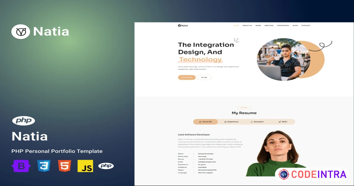 Natia - Personal Portfolio PHP Template - Codeintra