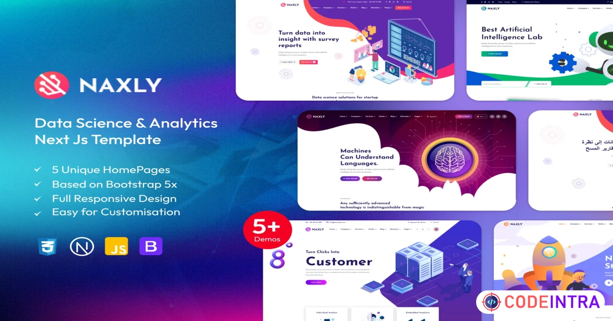 Product featured image Naxly - Data Science & Analytics Next Js Template - Codeintra