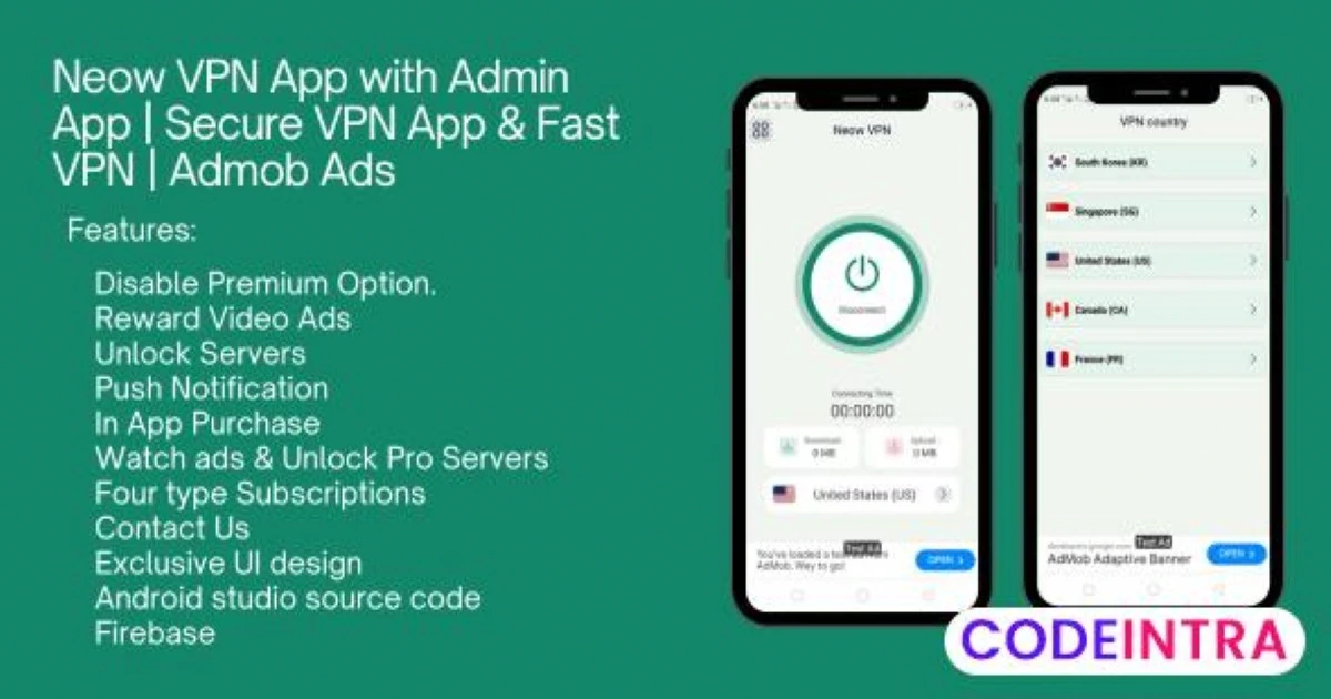 Neow VPN App with Admin App | Secure VPN App & Fast VPN - Codeintra