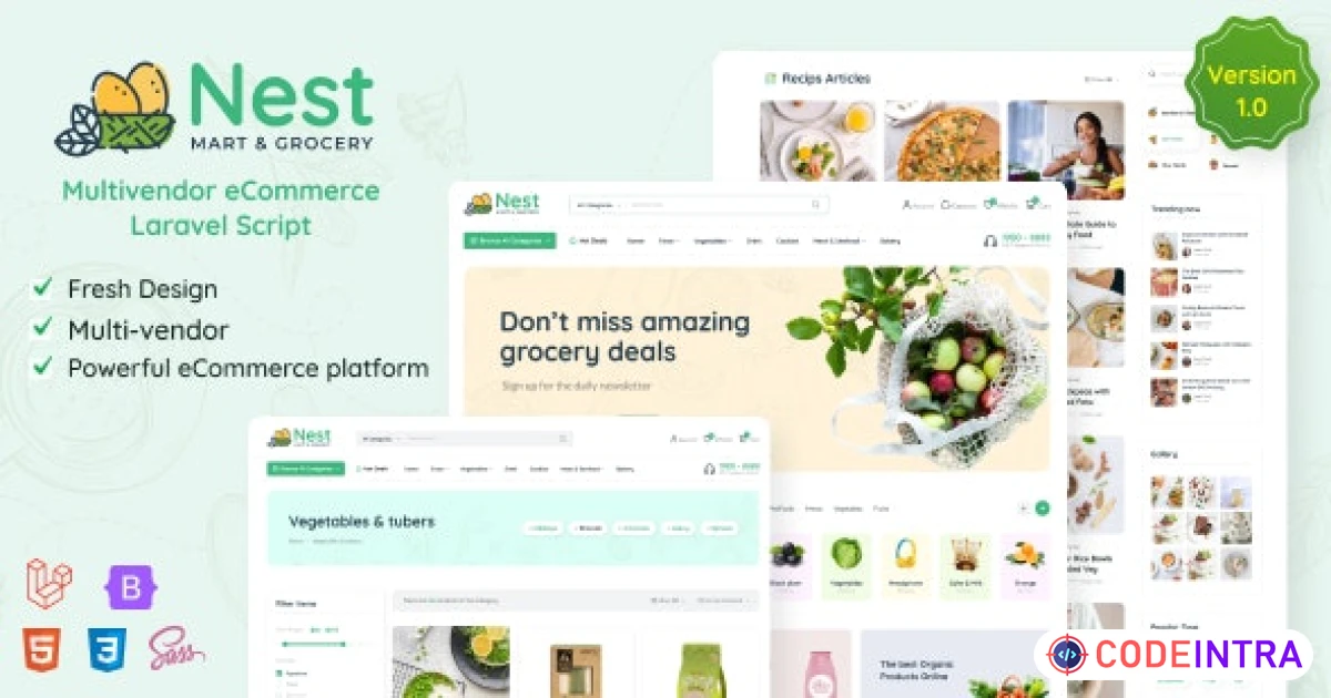 Nest - Multivendor Organic & Grocery Laravel eCommerce - Codeintra