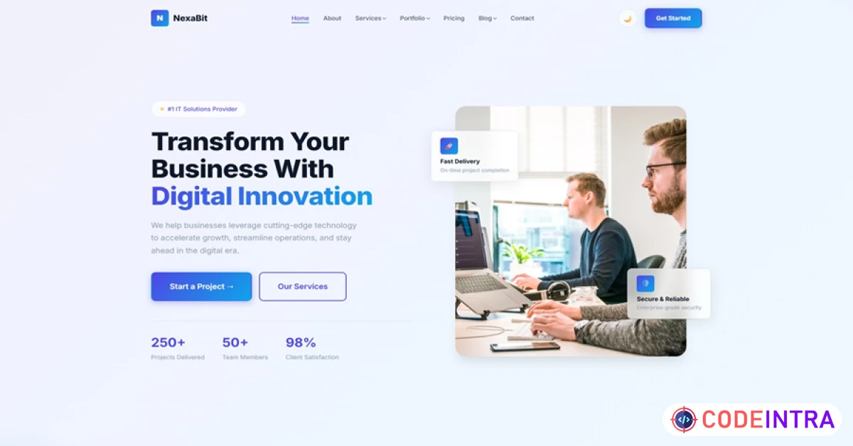 Product featured image NexaBit – Modern Responsive HTML Template for IT Agencies & Tech Startups - Codeintra