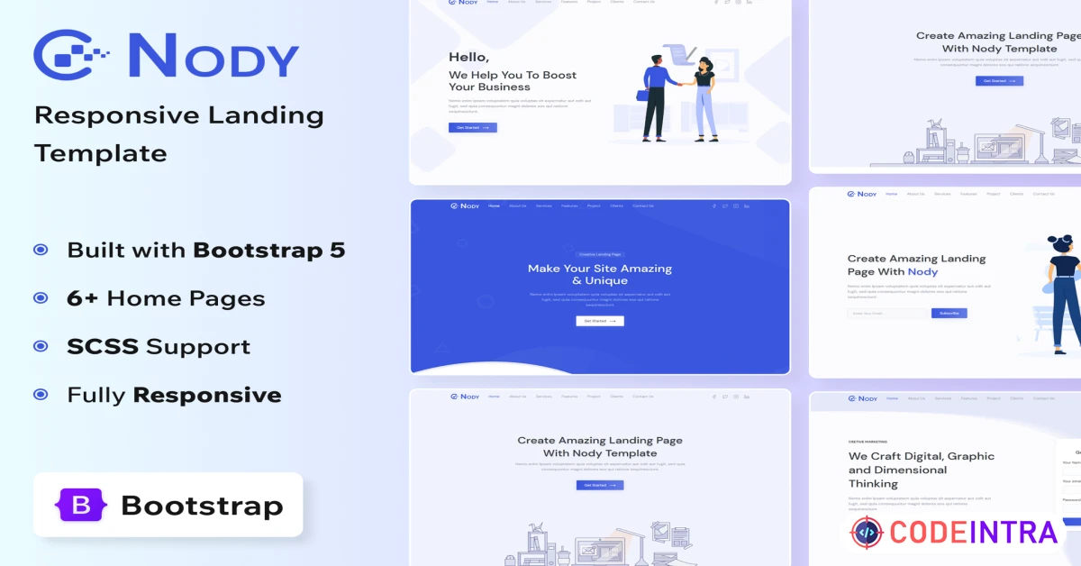 Product featured image Nody - Bootstrap 5 Landing Page Template - Codeintra