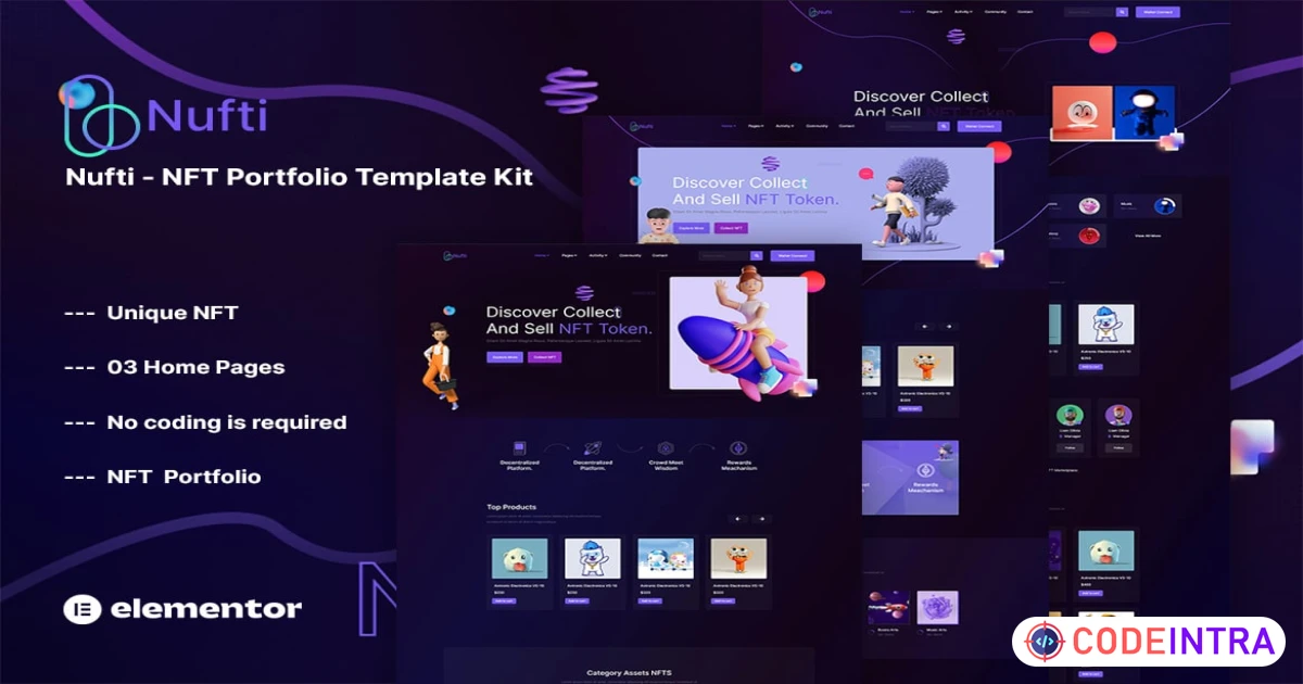 Nufti - NFT Collections Elementor Template Kit - Codeintra