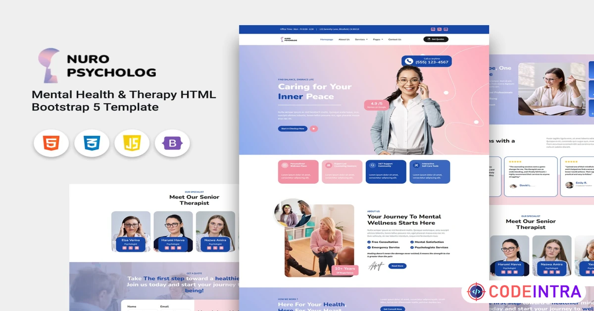 Nuro – Mental Health & Therapy HTML Template - Codeintra