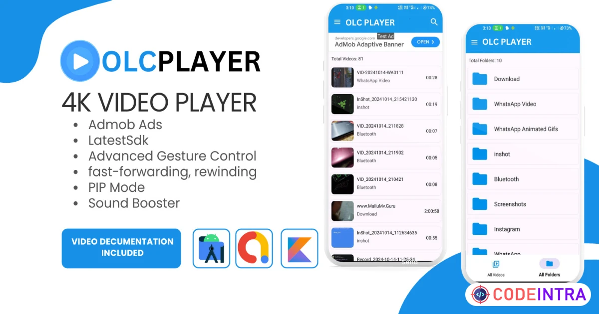 🎬 OLC Video Player - Android App Template for Seamless Video Streaming! 📱 - Codeintra