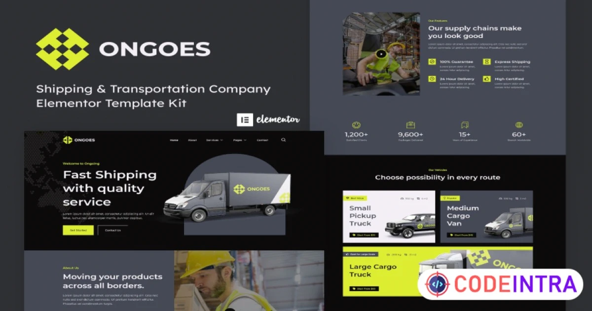Ongoes - Shipping & Transport Company Elementor Template Kit - Codeintra