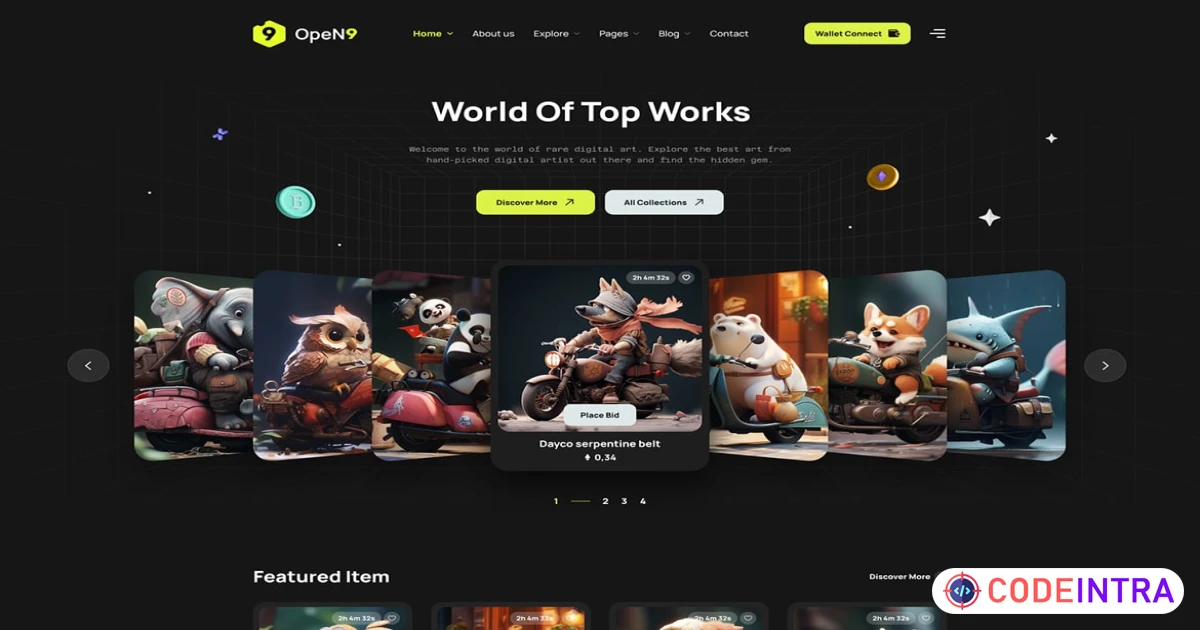Open9 | NFT Marketplace HTML Template - Codeintra
