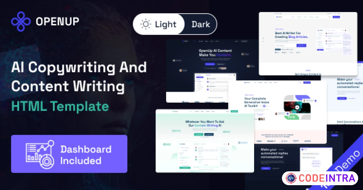 Openup - AI Writer and AI Application HTML Template + Dashboard - Codeintra