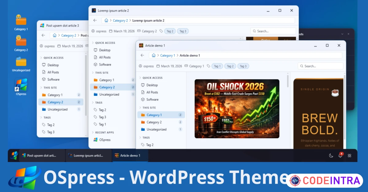 Product featured image OSpress | Windows styled WordPress Theme - Codeintra