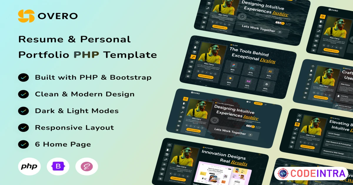Ovro – Resume & Personal Portfolio PHP Template - Codeintra