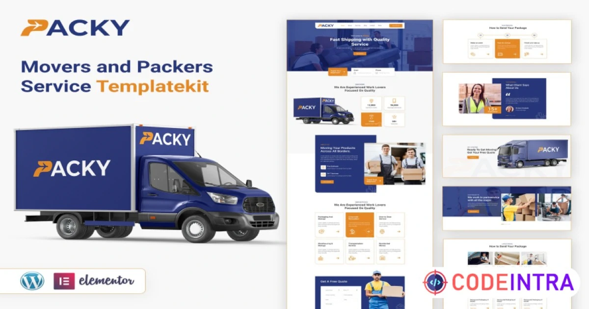 PACKY | Packers & Movers Service Elementor Template Kit - Codeintra