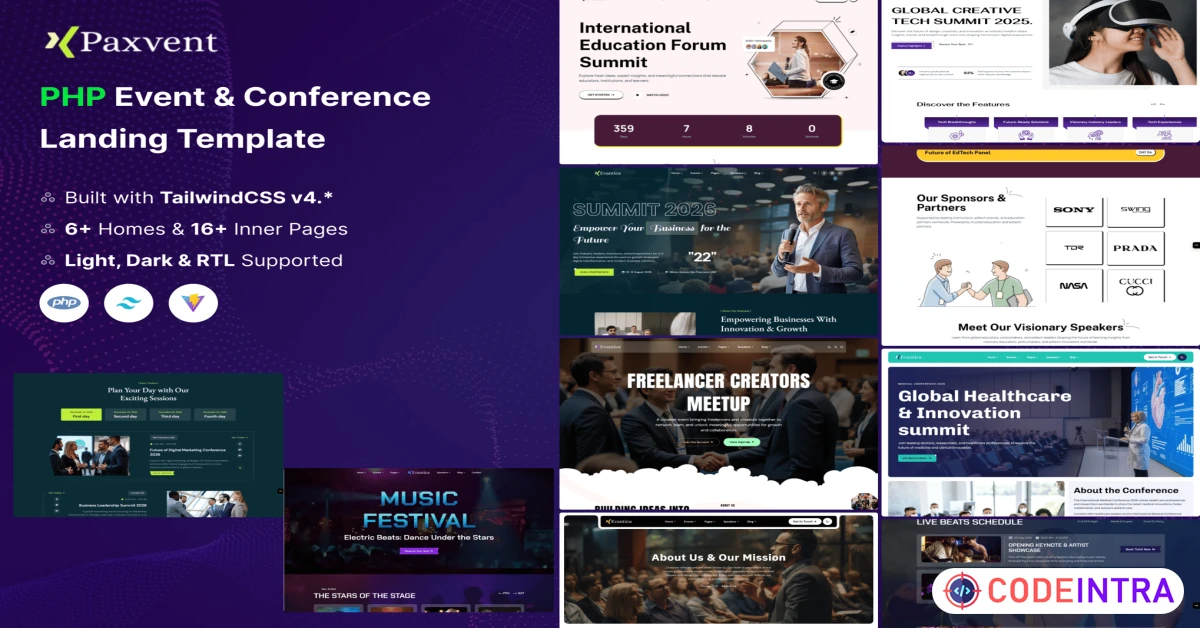 Product featured image Paxvent - Event & Conference Landing Template - Codeintra