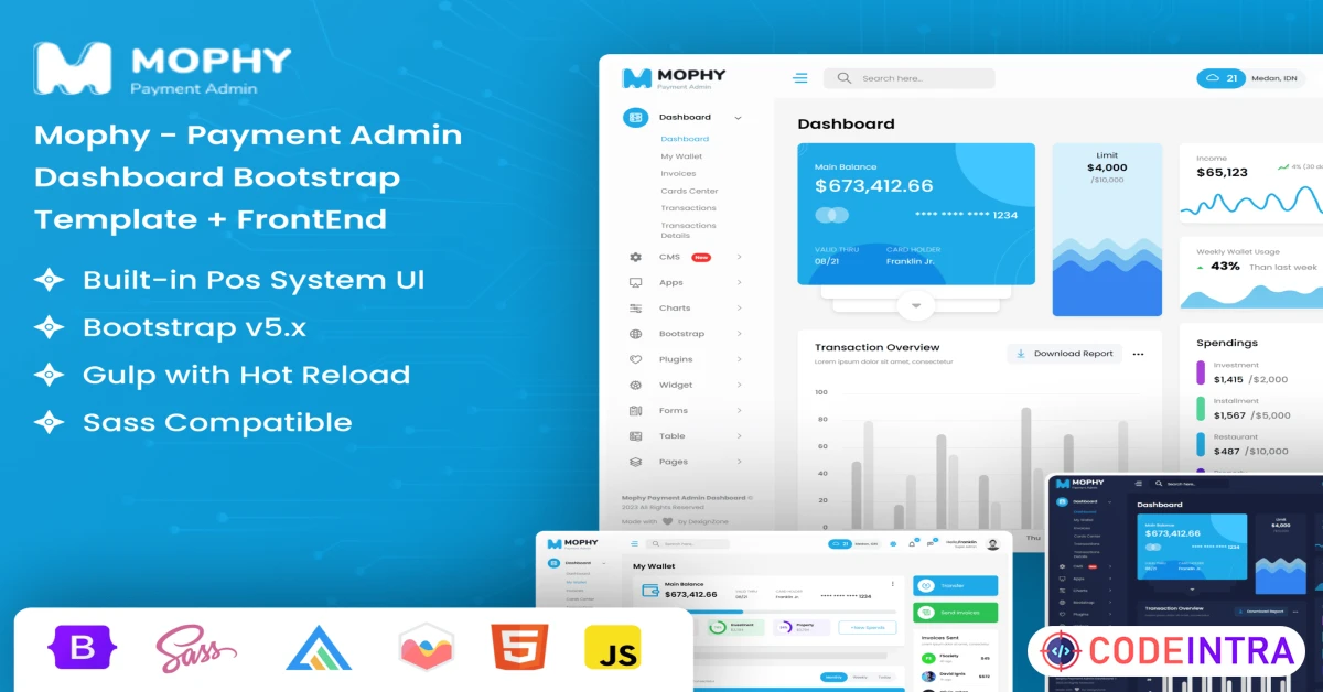 Product featured image Payment Admin Dashboard Bootstrap Template - Codeintra